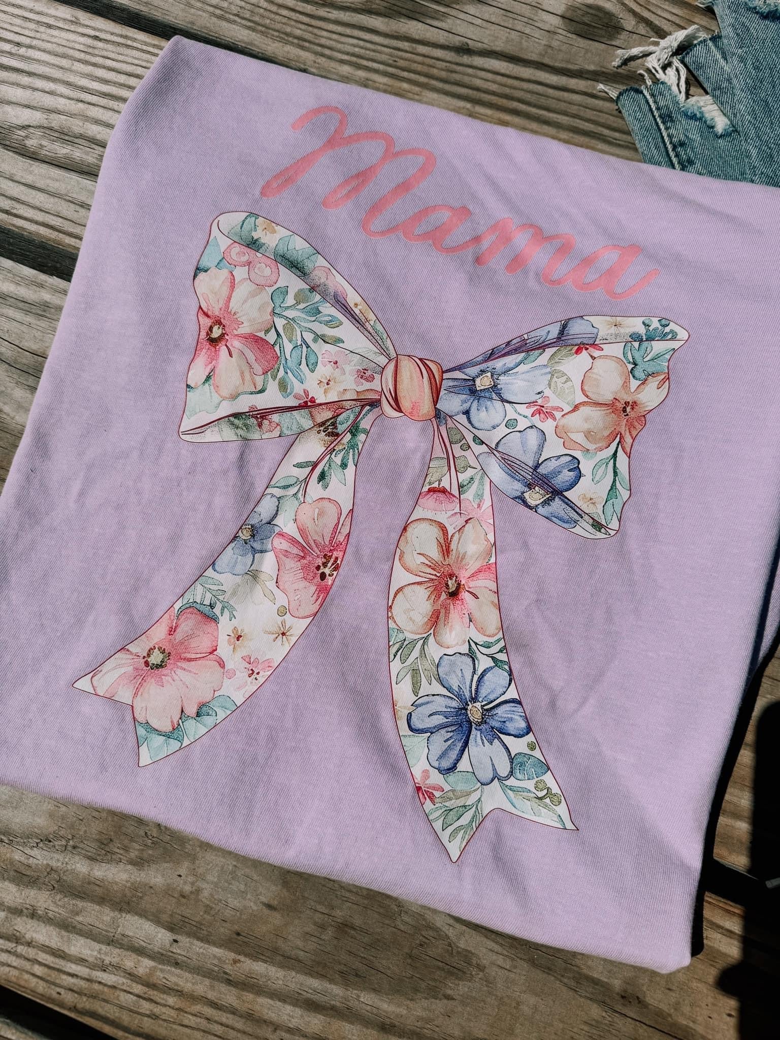 Mama Floral Coquette Bow T-Shirt Gunpowder and Lace Boutique Nac