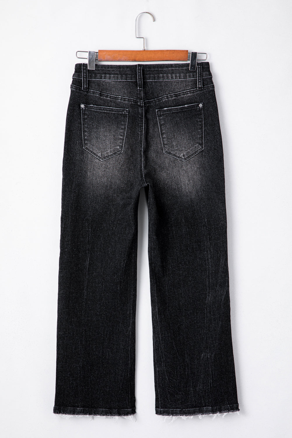 Carbon Grey Mineral Wash Raw Hem High Waist Flared Jeans Kittybear Krafts