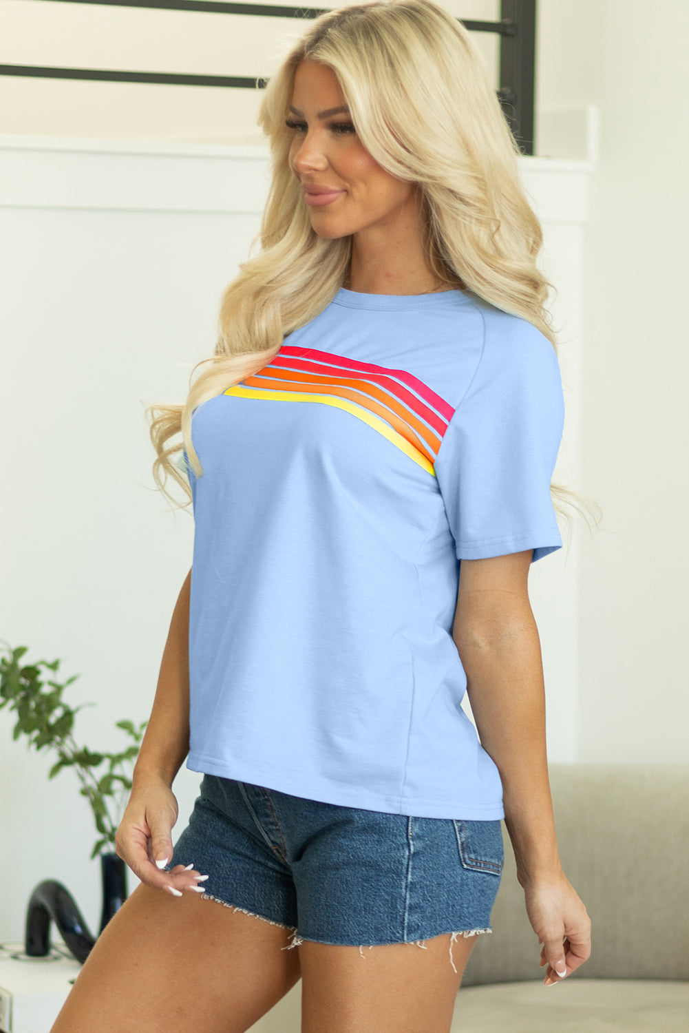 Bonbon Striped Patch Front Casual T-shirt Kittybear Krafts