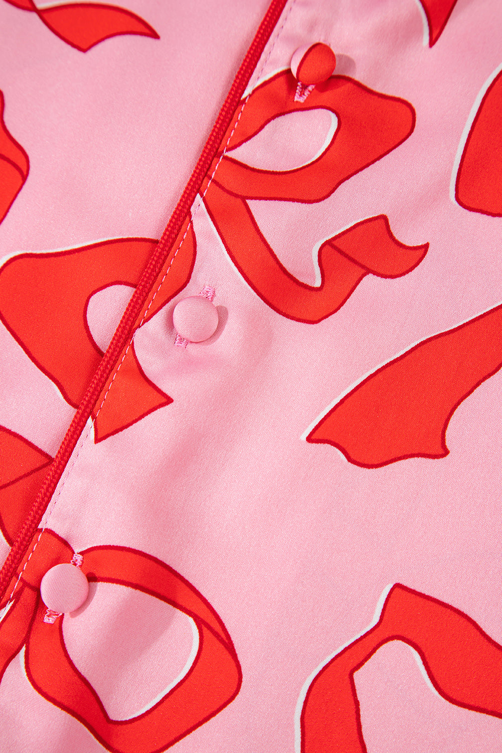 Pink 2pcs Bow Print Shirt Style Long Sleeve Pajama Set Kittybear Krafts
