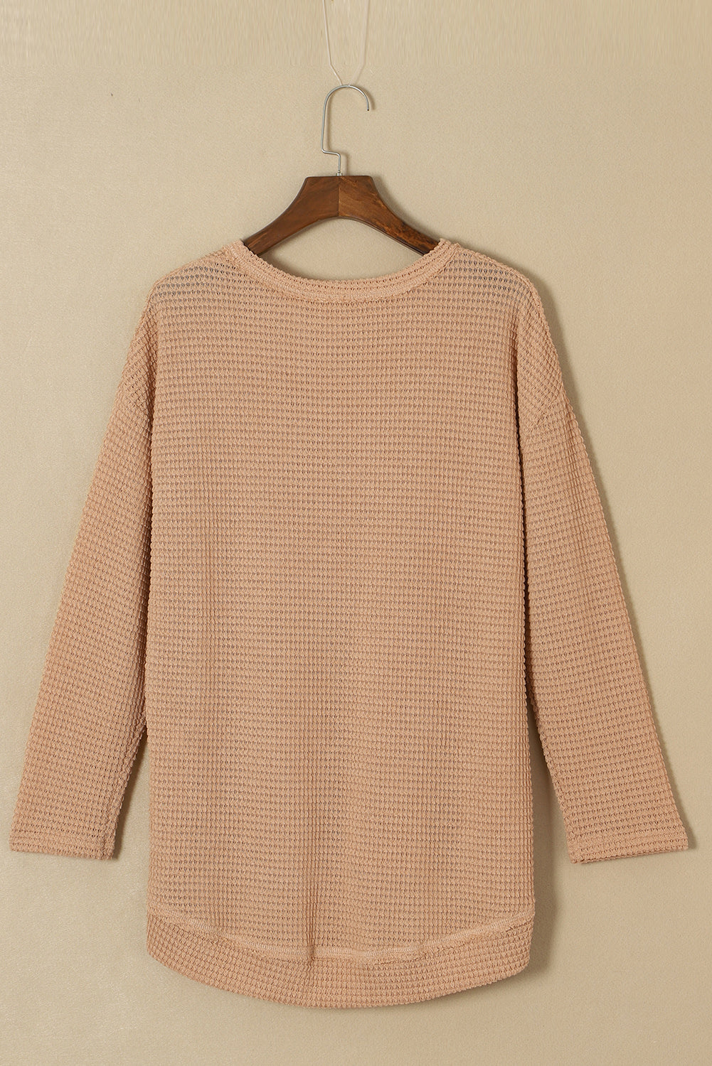 Khaki Waffle Knit High Slits Oversized Top Kittybear Krafts