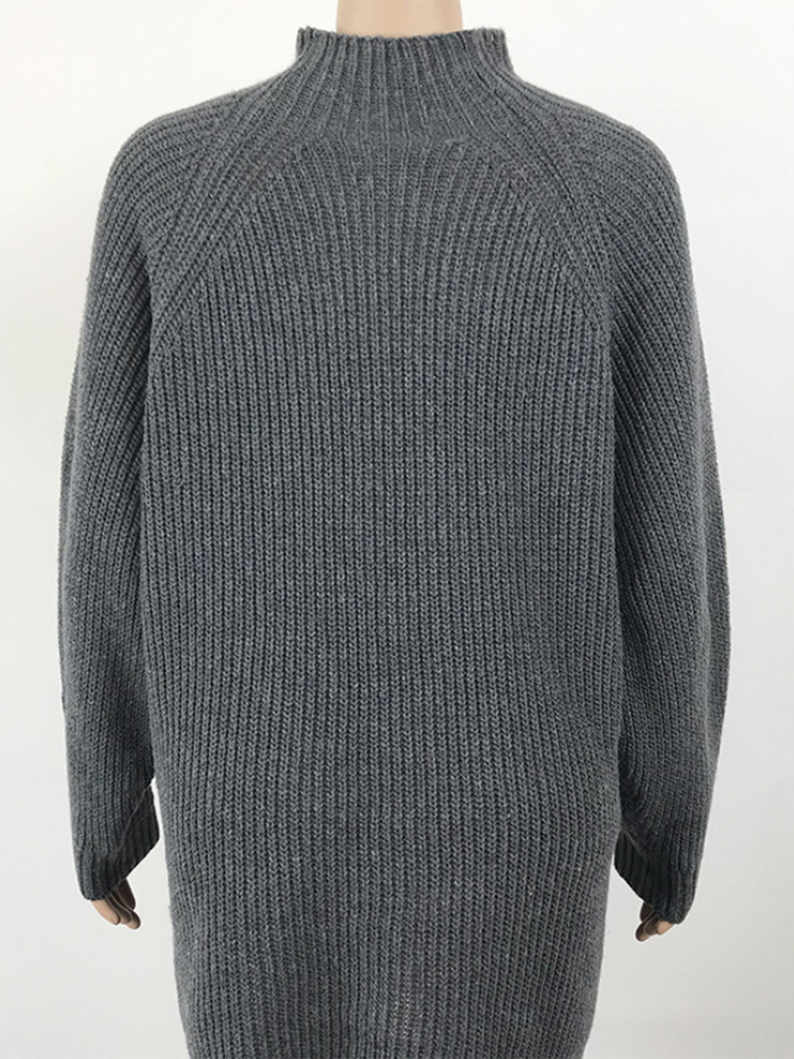 Mock Neck Dropped Shoulder Sweater Dress Trendsi