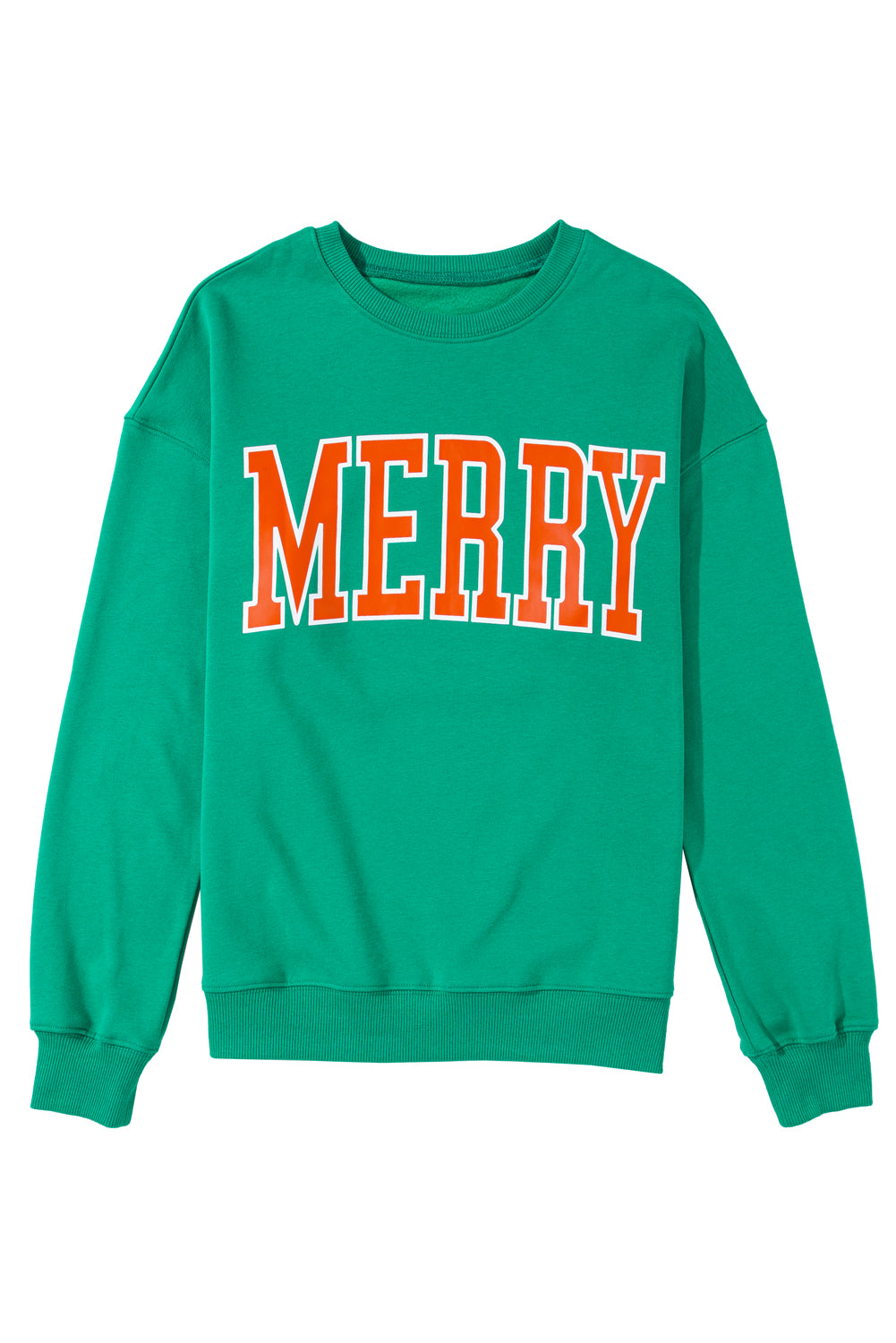 Bright Green MERRY Graphic Christmas Pullover Sweater Kittybear Krafts