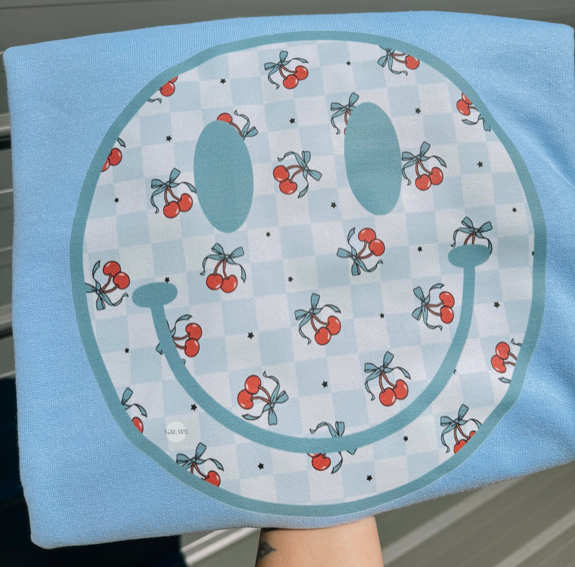 Checkered Cherry Smile Face Graphic T-Shirt Gunpowder and Lace Boutique Nac