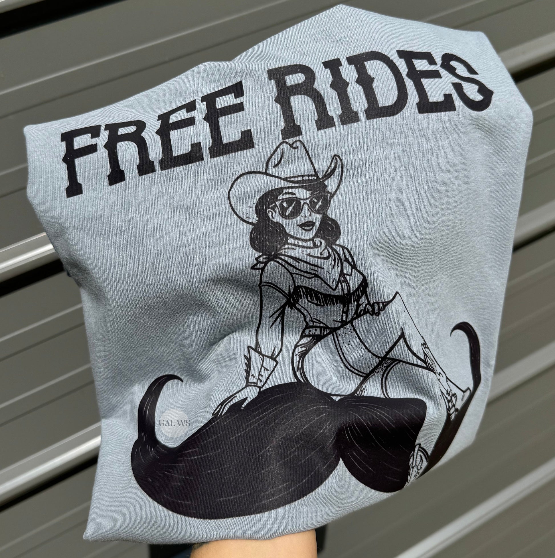 Free Rides Pinup Girl & Mustache T-Shirt Gunpowder and Lace Boutique Nac