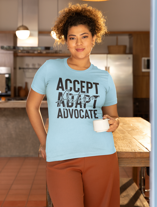 Accept Adapt Advocate Autism Graphic T-Shirt Tea Shirt Shoppe
