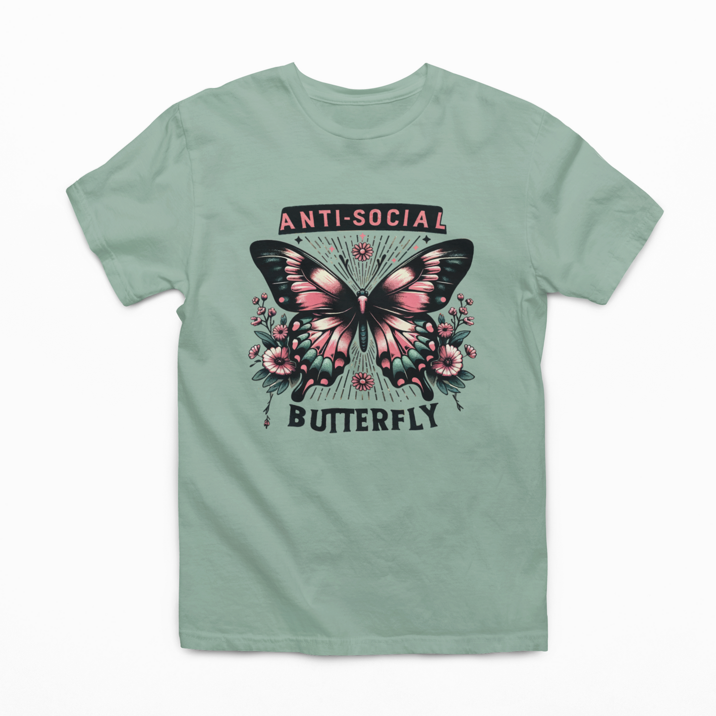 Anti-Social Butterfly Graphic Tee Tea Shirt Shoppe