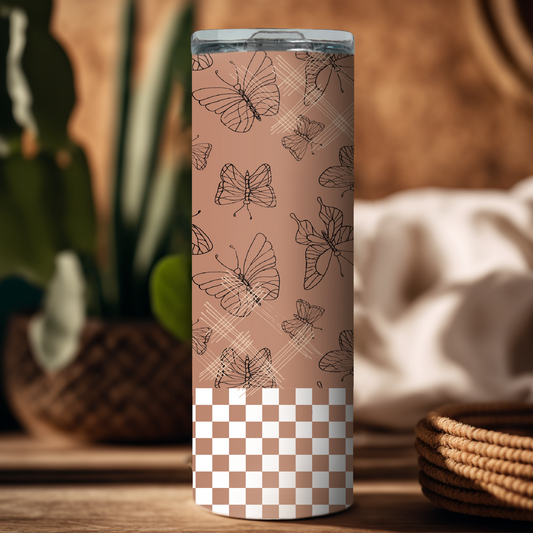 Blush Butterfly Stainless Steel Tumbler - Kittybear Krafts