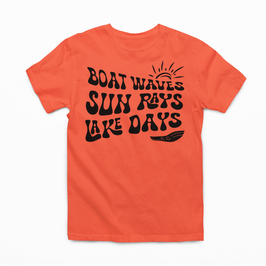 Boat Waves Sun Rays Lake Days Graphic T-Shirt Tea Shirt Shoppe