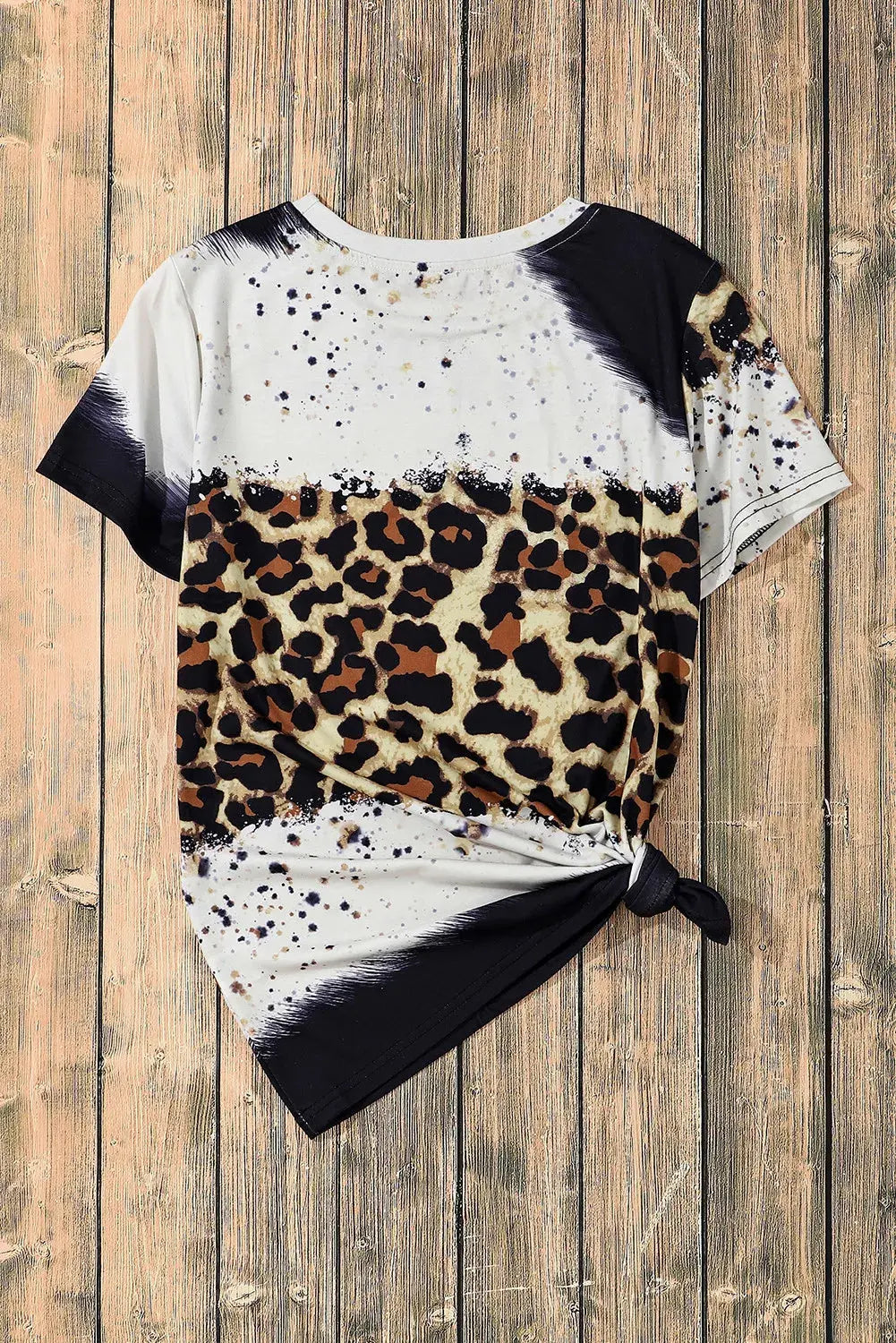 Bow Graphic Leopard Round Neck Short Sleeve Basic T-Shirt - Kittybear Krafts