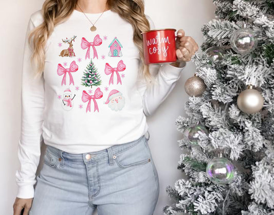 Christmas Coquette Bows Graphic Sweat shirt - Kittybear Krafts