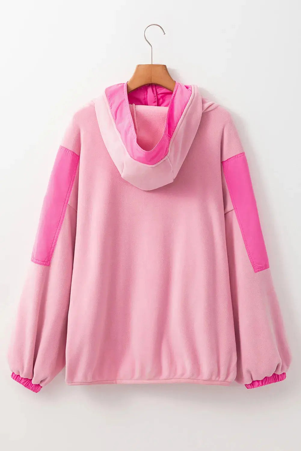 Color Block Half Zip Long Sleeve Hoodie Trendsi