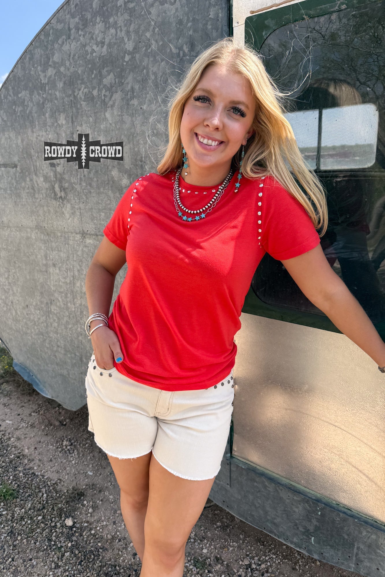 Starry Stud Western T-Shirt - Candy Apple Rowdy Crowd Clothing