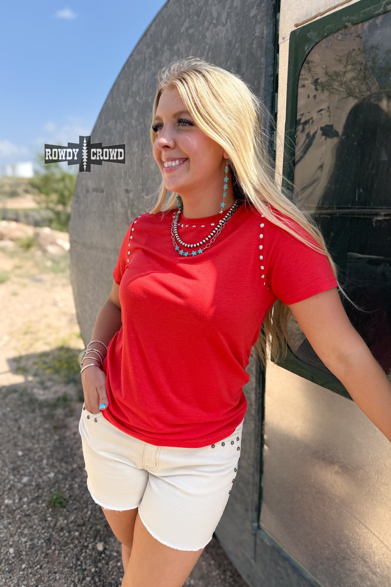 Starry Stud Western T-Shirt - Candy Apple Rowdy Crowd Clothing