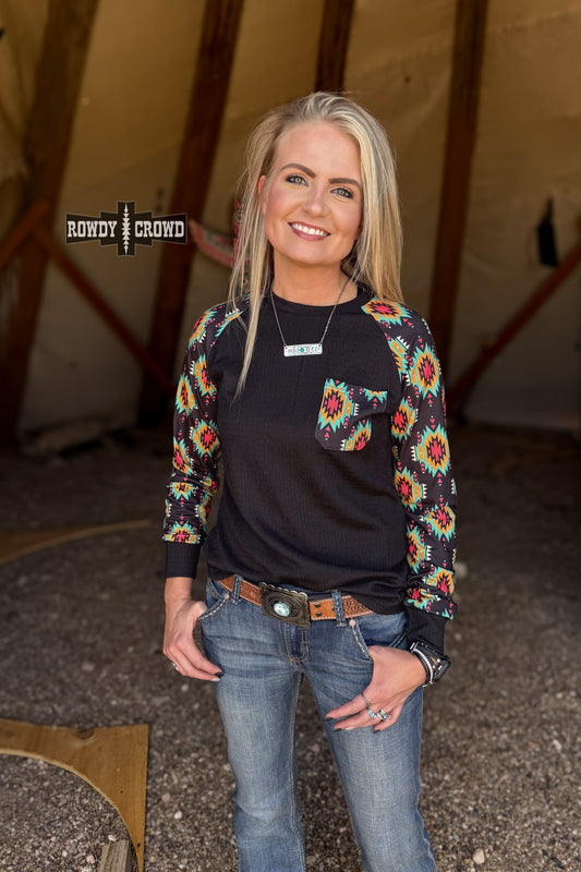 Wild Aztec Long Sleeve Western Top Rowdy Crowd Clothing