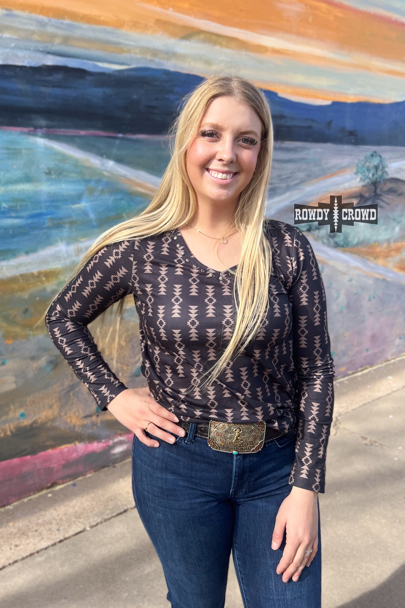 Lavish Lady Western Long Sleeve Top Rowdy Crowd Clothing