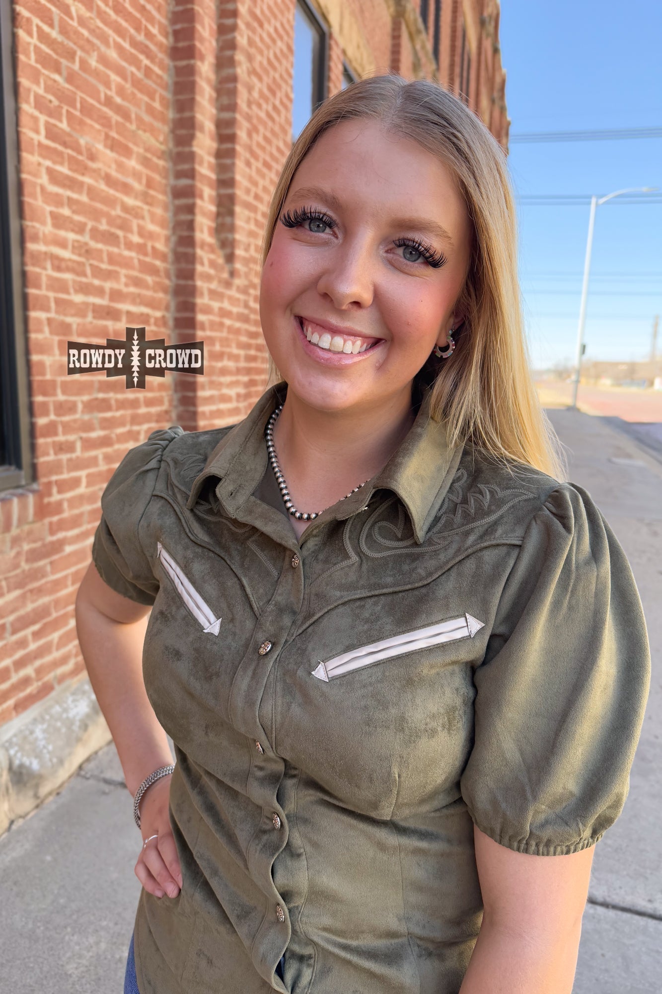 Calaboose Olive Western Top Rowdy Crowd Clothing