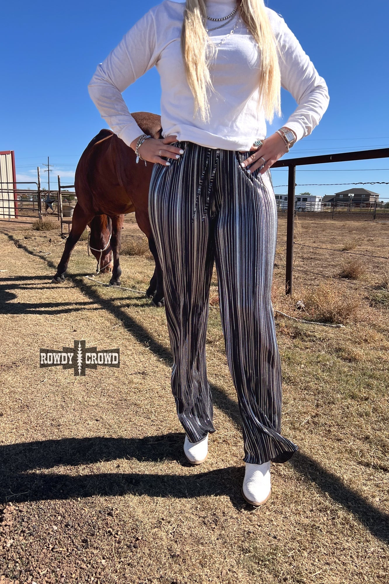 Ruffled Cup Western Pants Rowdy Crowd Clothing