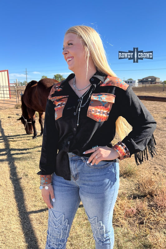 Flatland Fringe Western Button Up Top Rowdy Crowd Clothing