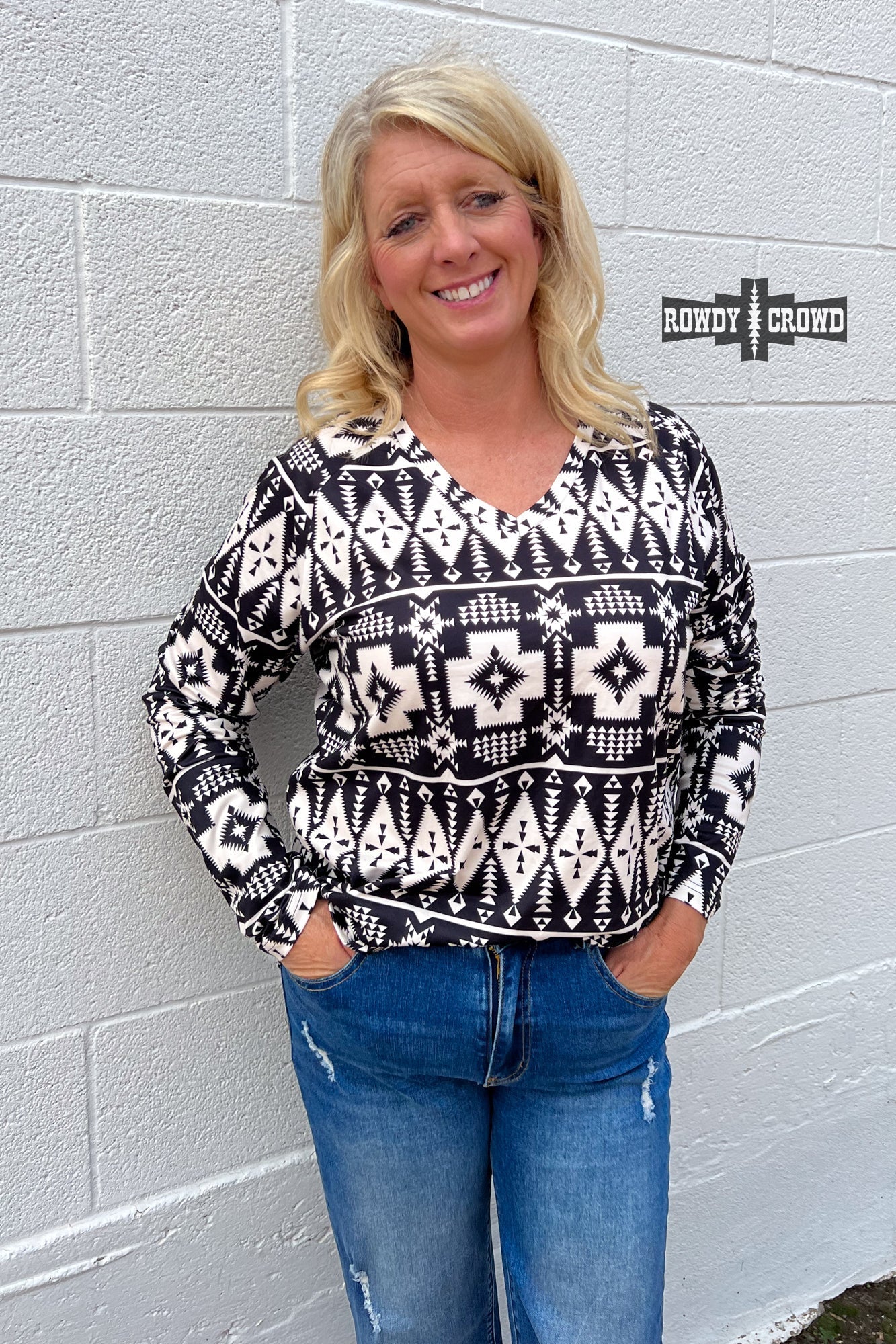 Blaze Western Long Sleeve Top Rowdy Crowd Clothing