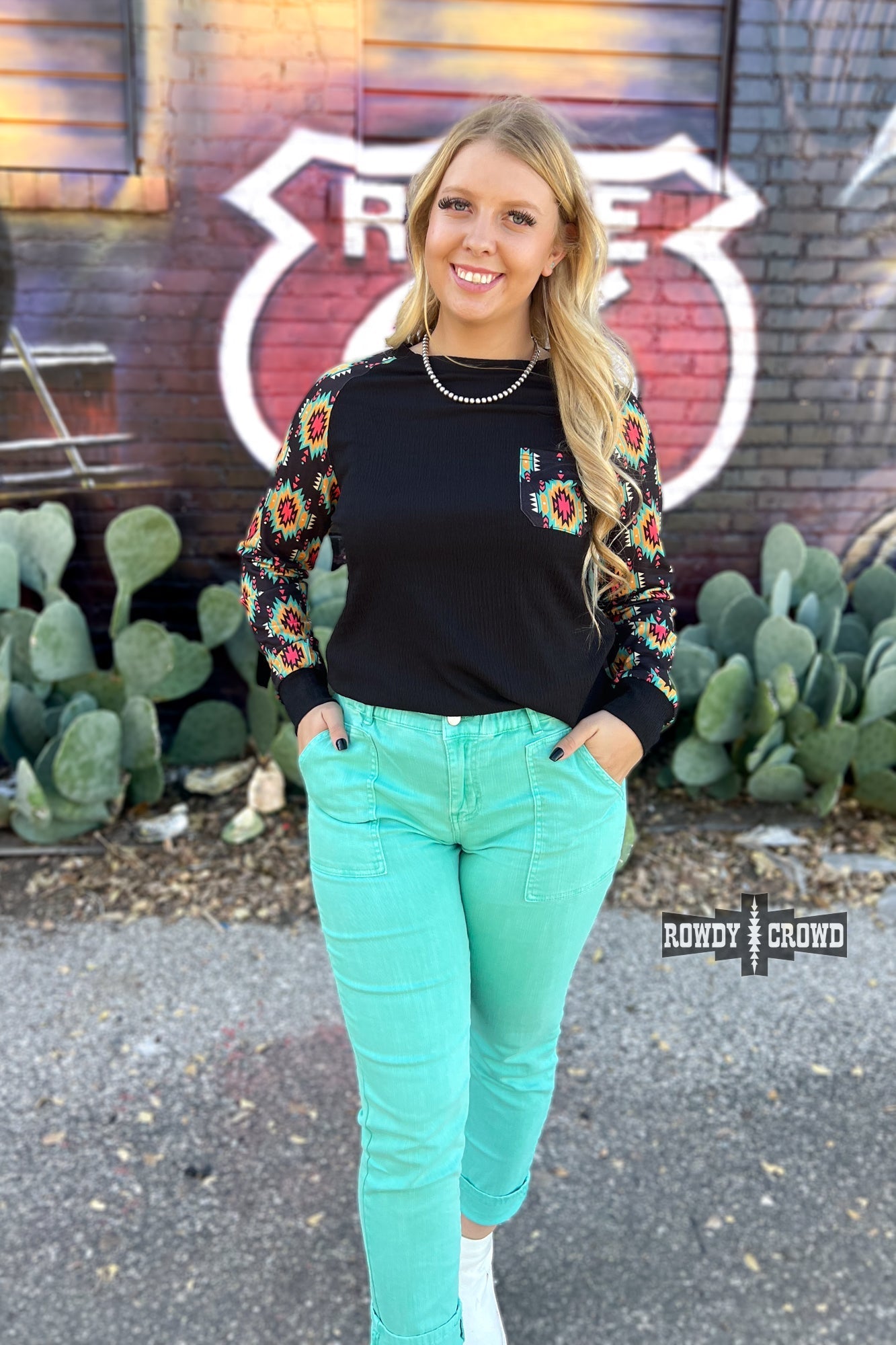 Wild Aztec Long Sleeve Western Top Rowdy Crowd Clothing