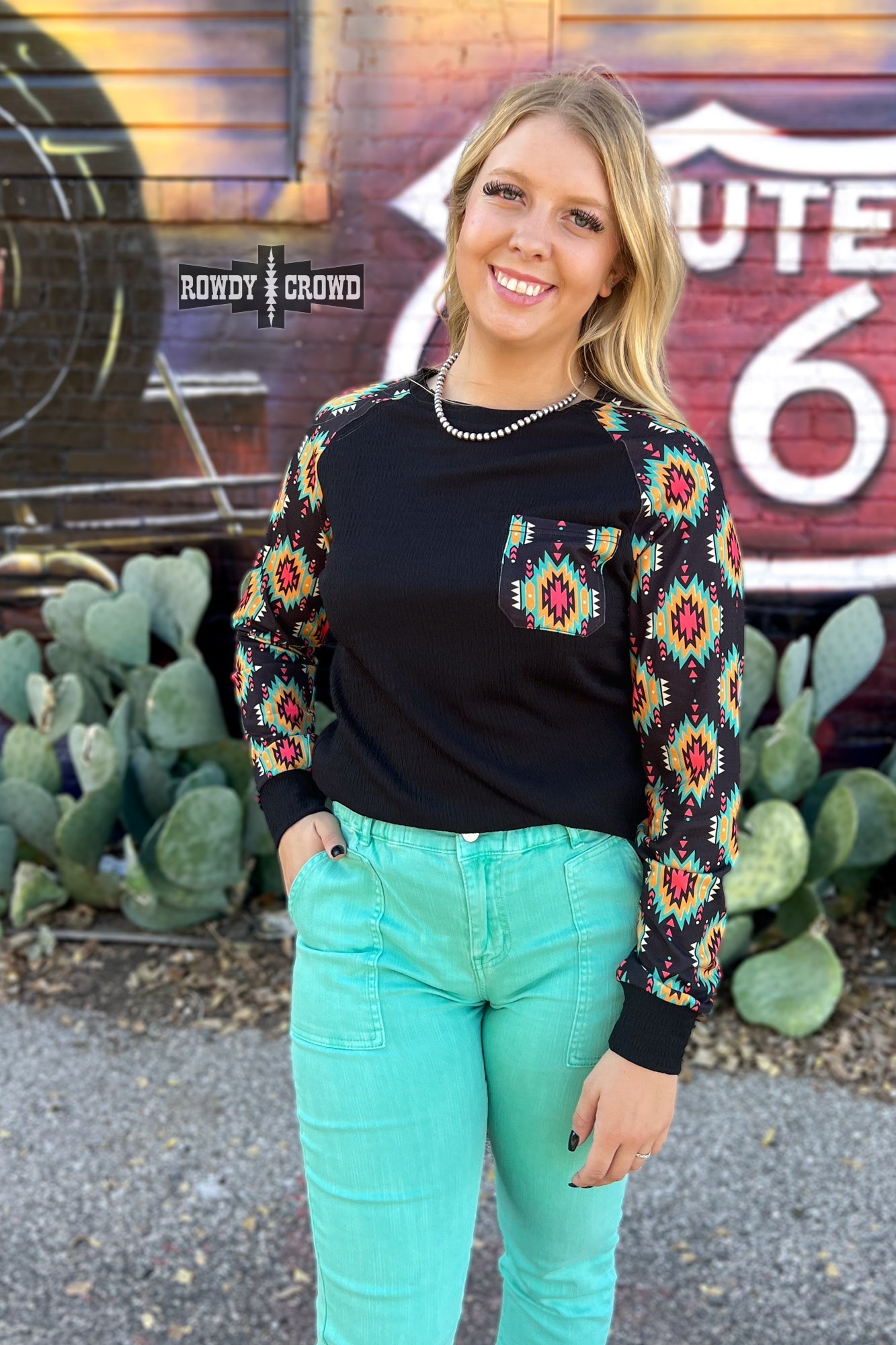 Wild Aztec Long Sleeve Western Top Rowdy Crowd Clothing