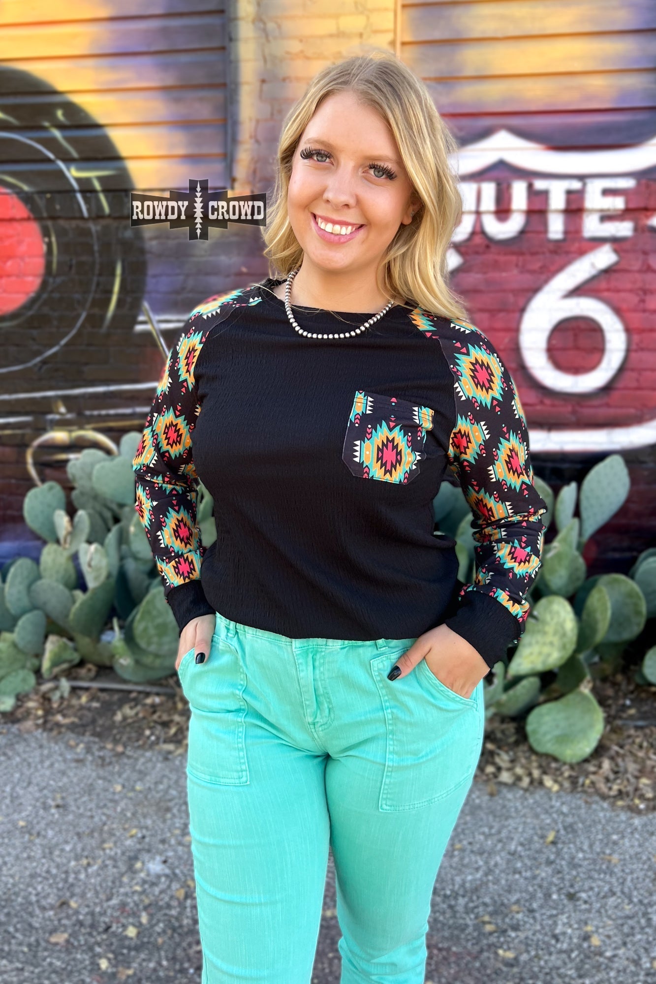 Wild Aztec Long Sleeve Western Top Rowdy Crowd Clothing