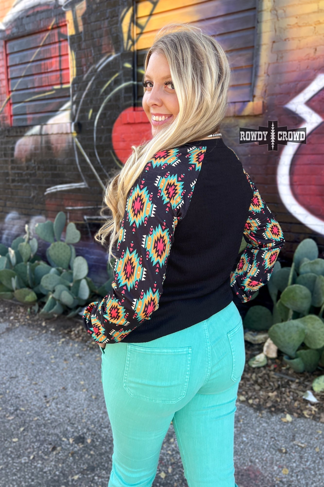 Wild Aztec Long Sleeve Western Top Rowdy Crowd Clothing