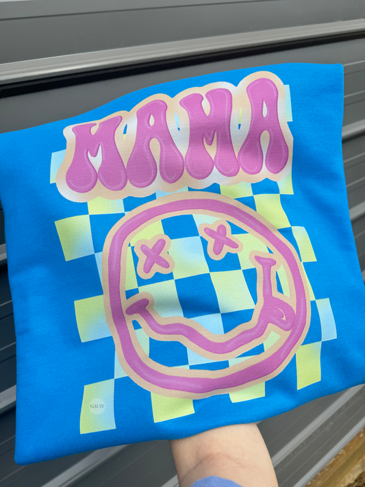 Mama Neon Checkered Face T-Shirt or Sweatshirt