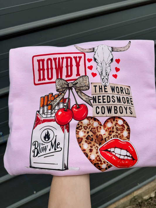 Howdy The World Needs More Cowboys Collage Graphic T-Shirt Gunpowder and Lace Boutique Nac