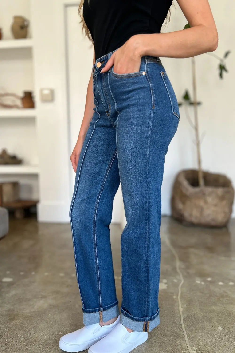 Judy Blue Full Size High Waist Front Seam Detail Straight Jeans - Kittybear Krafts
