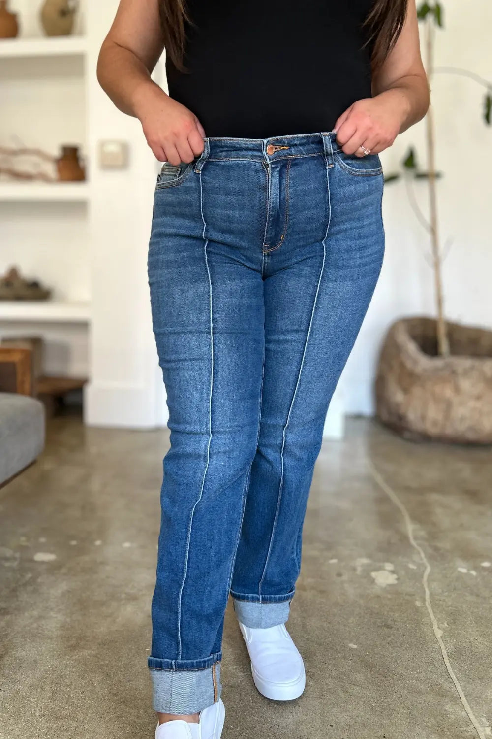 Judy Blue Full Size High Waist Front Seam Detail Straight Jeans - Kittybear Krafts