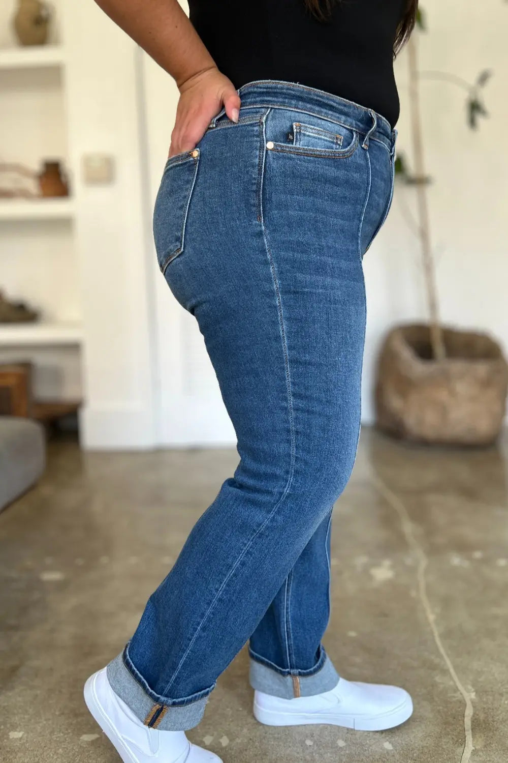 Judy Blue Full Size High Waist Front Seam Detail Straight Jeans - Kittybear Krafts