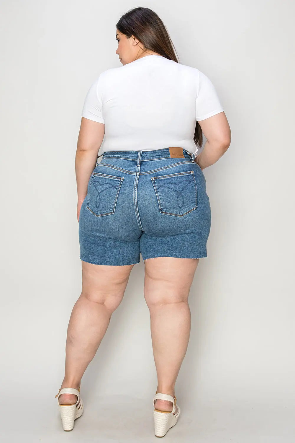 Judy Blue Full Size High Waist Slim Denim Shorts - Kittybear Krafts