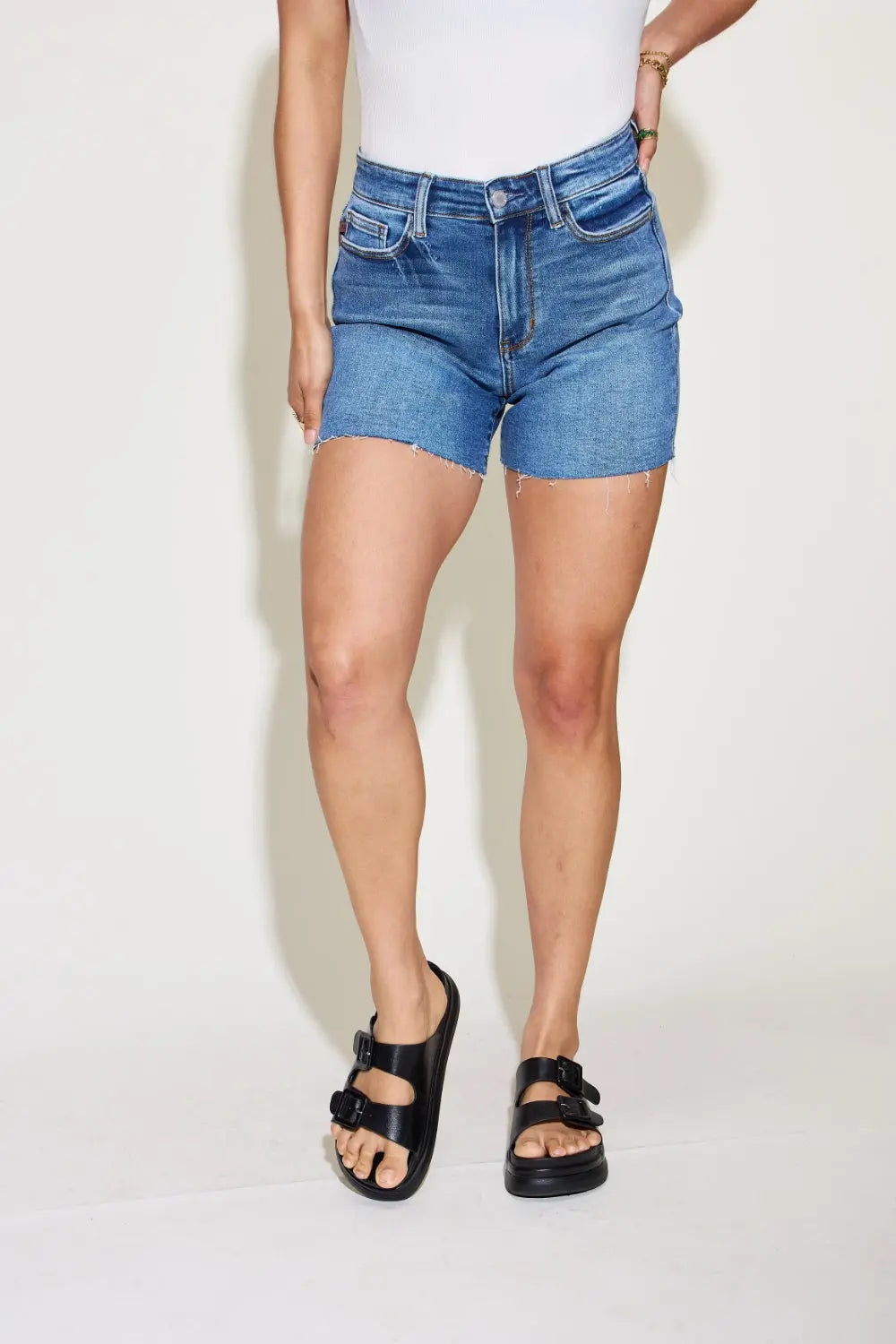 Judy Blue Full Size High Waist Slim Denim Shorts - Kittybear Krafts