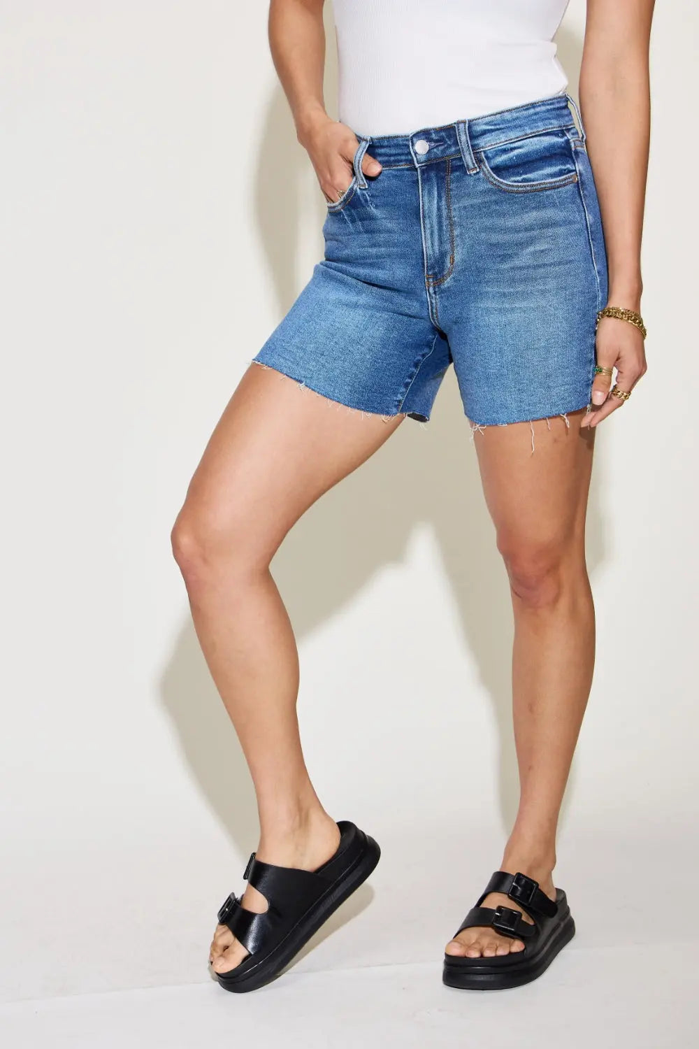 Judy Blue Full Size High Waist Slim Denim Shorts - Kittybear Krafts