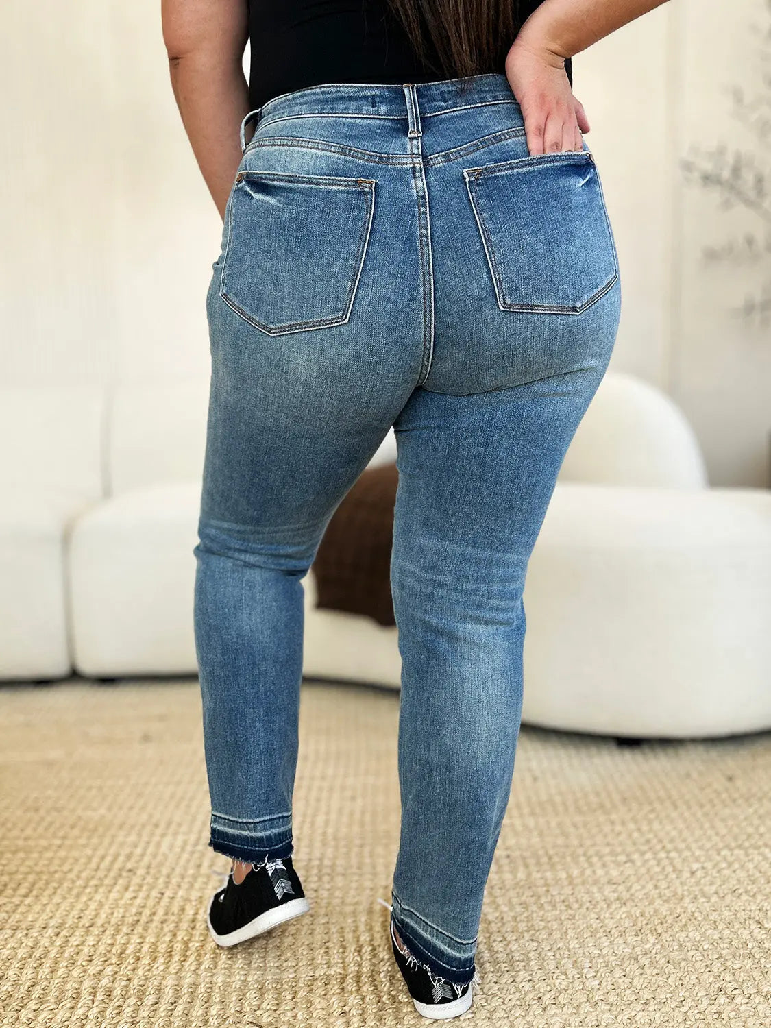 Judy Blue Full Size Mid Rise Rigid Magic Release Hem Jeans - Kittybear Krafts