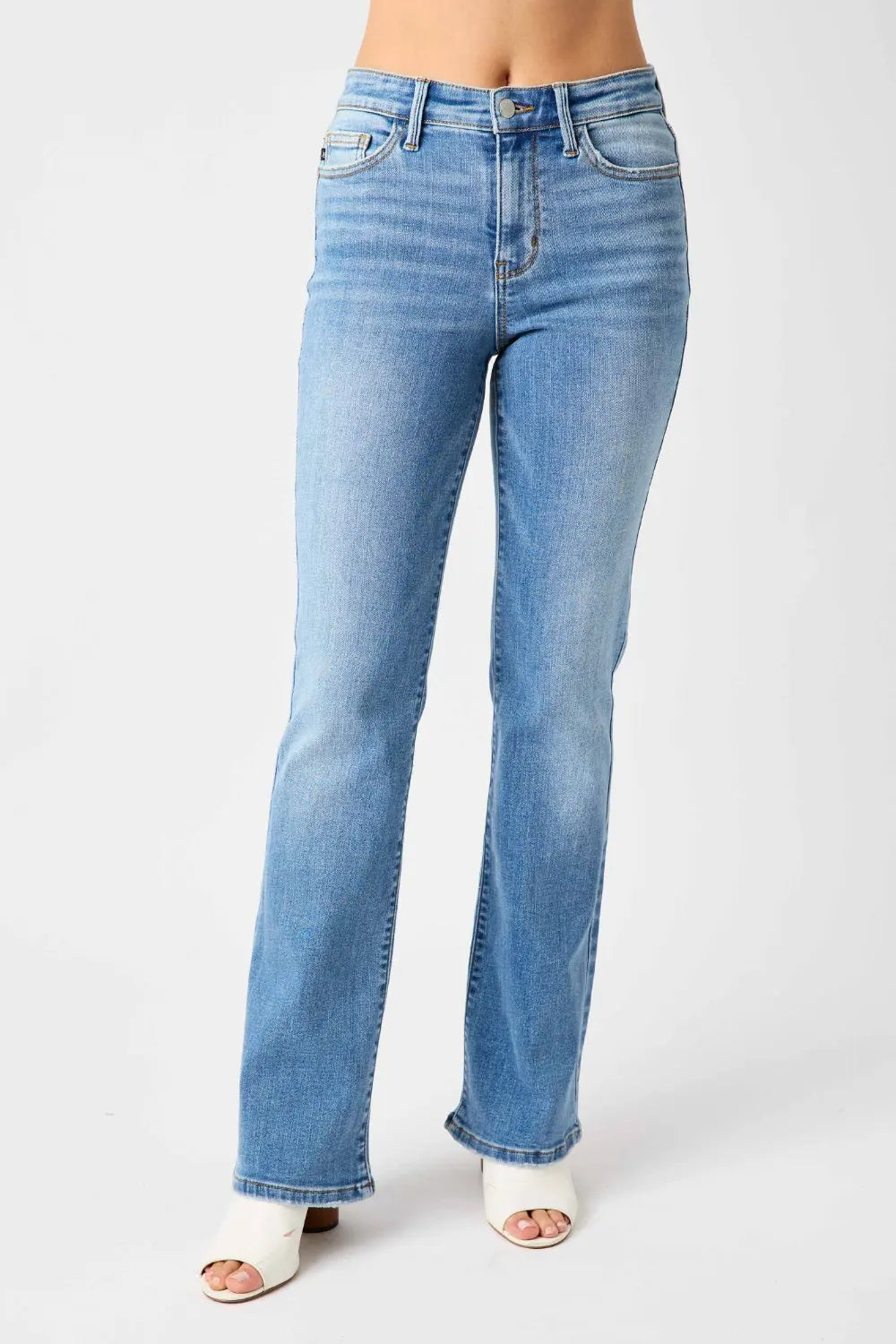 Judy Blue Full Size Mid-Rise Waist Straight Jeans - Kittybear Krafts