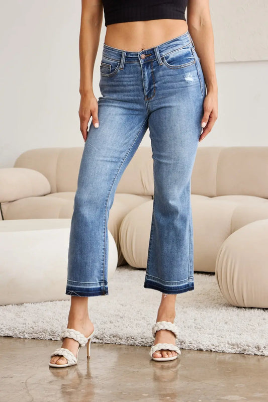 Judy Blue Full Size Release Hem Cropped Bootcut Jeans - Kittybear Krafts