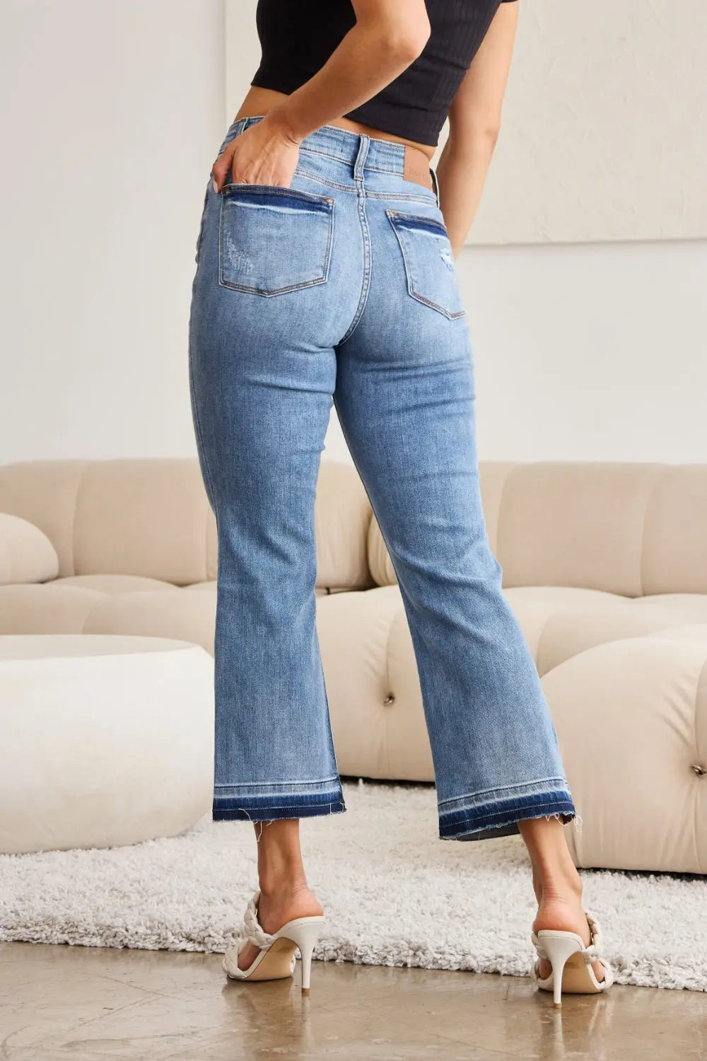Judy Blue Full Size Release Hem Cropped Bootcut Jeans - Kittybear Krafts
