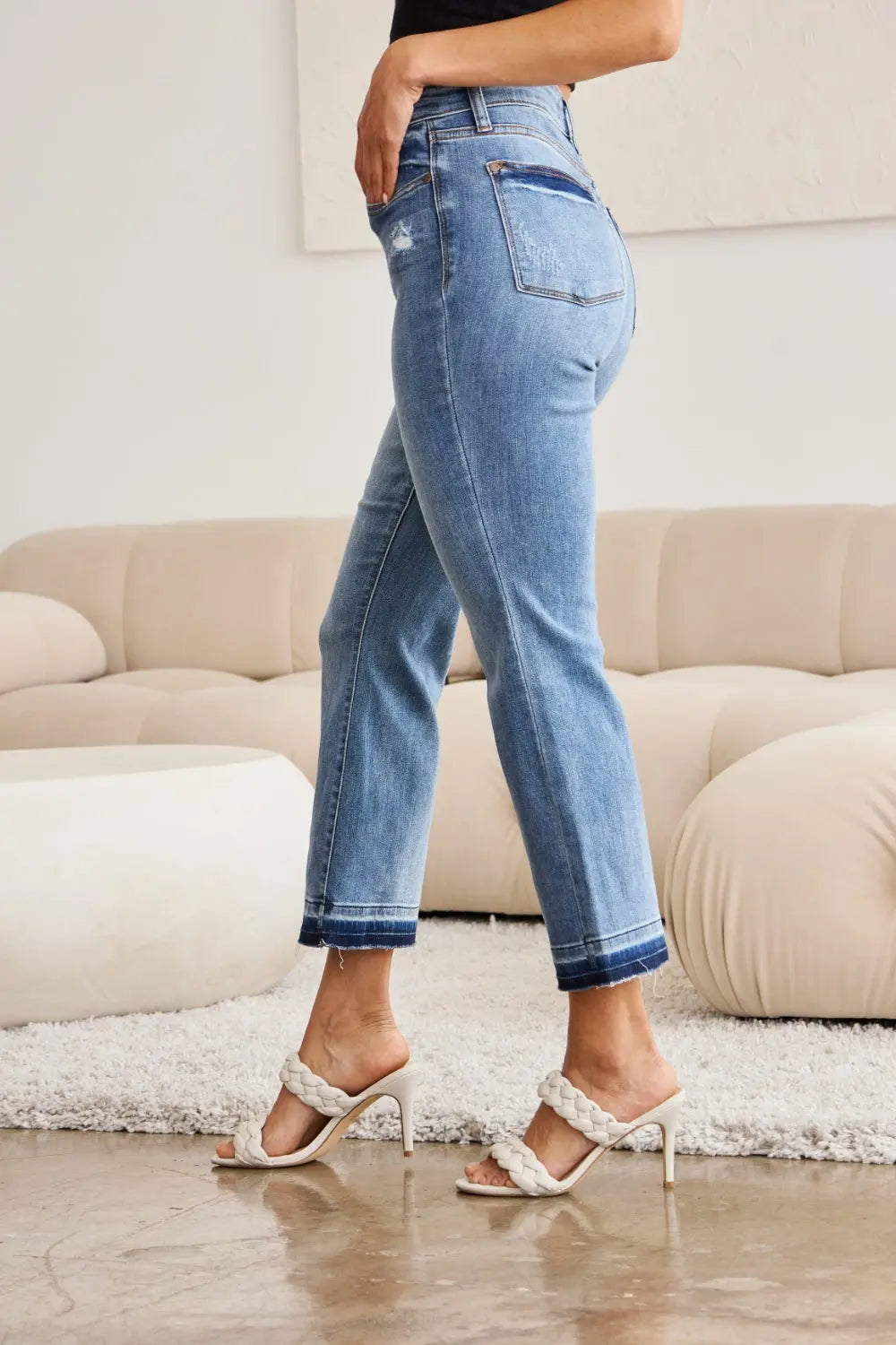 Judy Blue Full Size Release Hem Cropped Bootcut Jeans - Kittybear Krafts