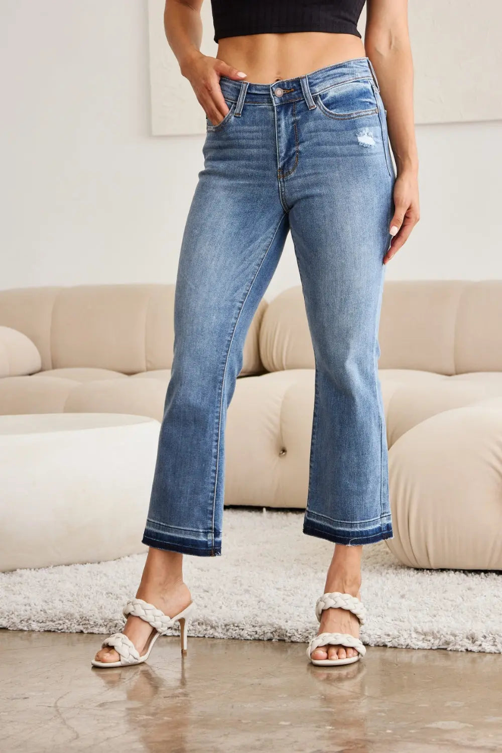 Judy Blue Full Size Release Hem Cropped Bootcut Jeans - Kittybear Krafts