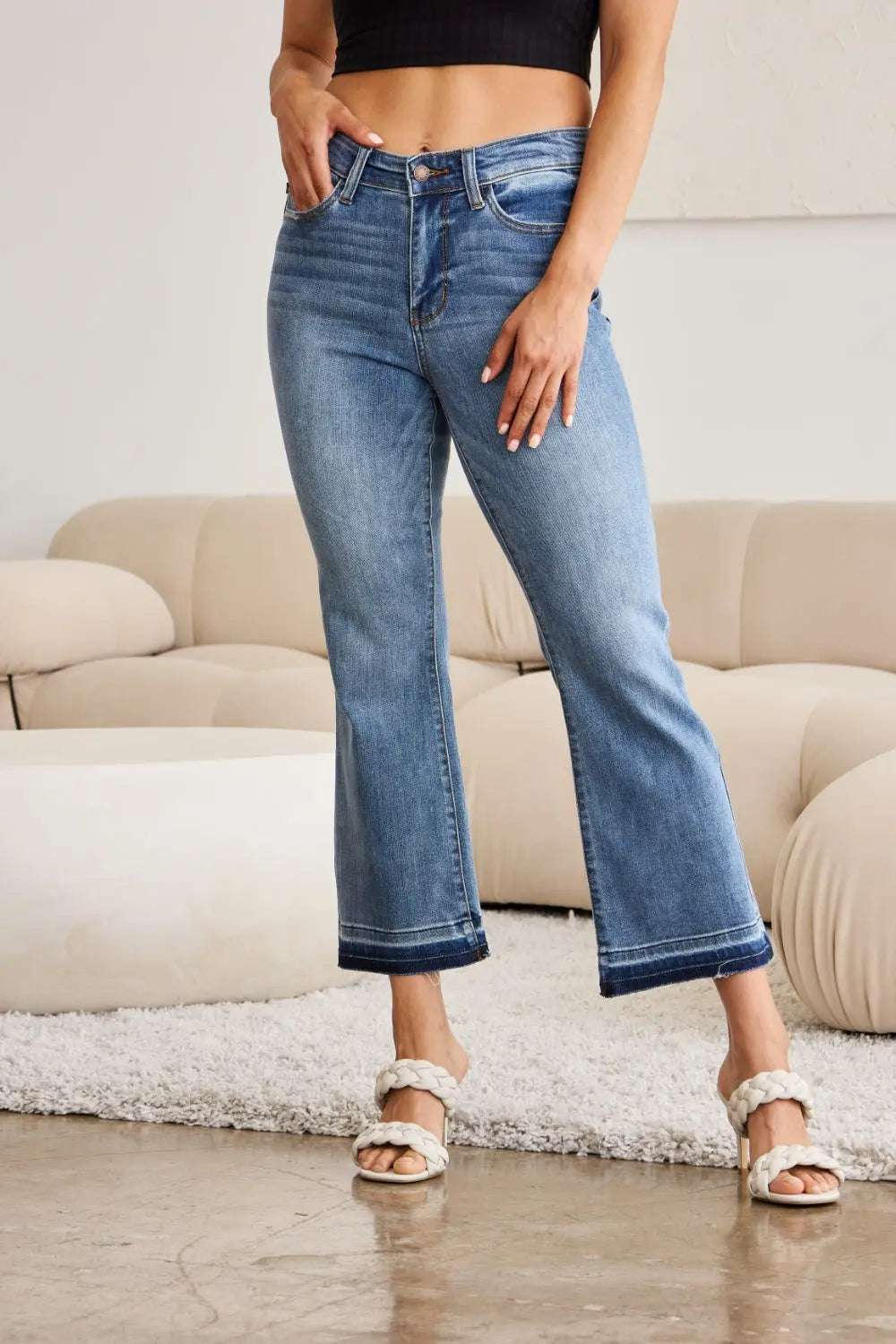 Judy Blue Full Size Release Hem Cropped Bootcut Jeans - Kittybear Krafts