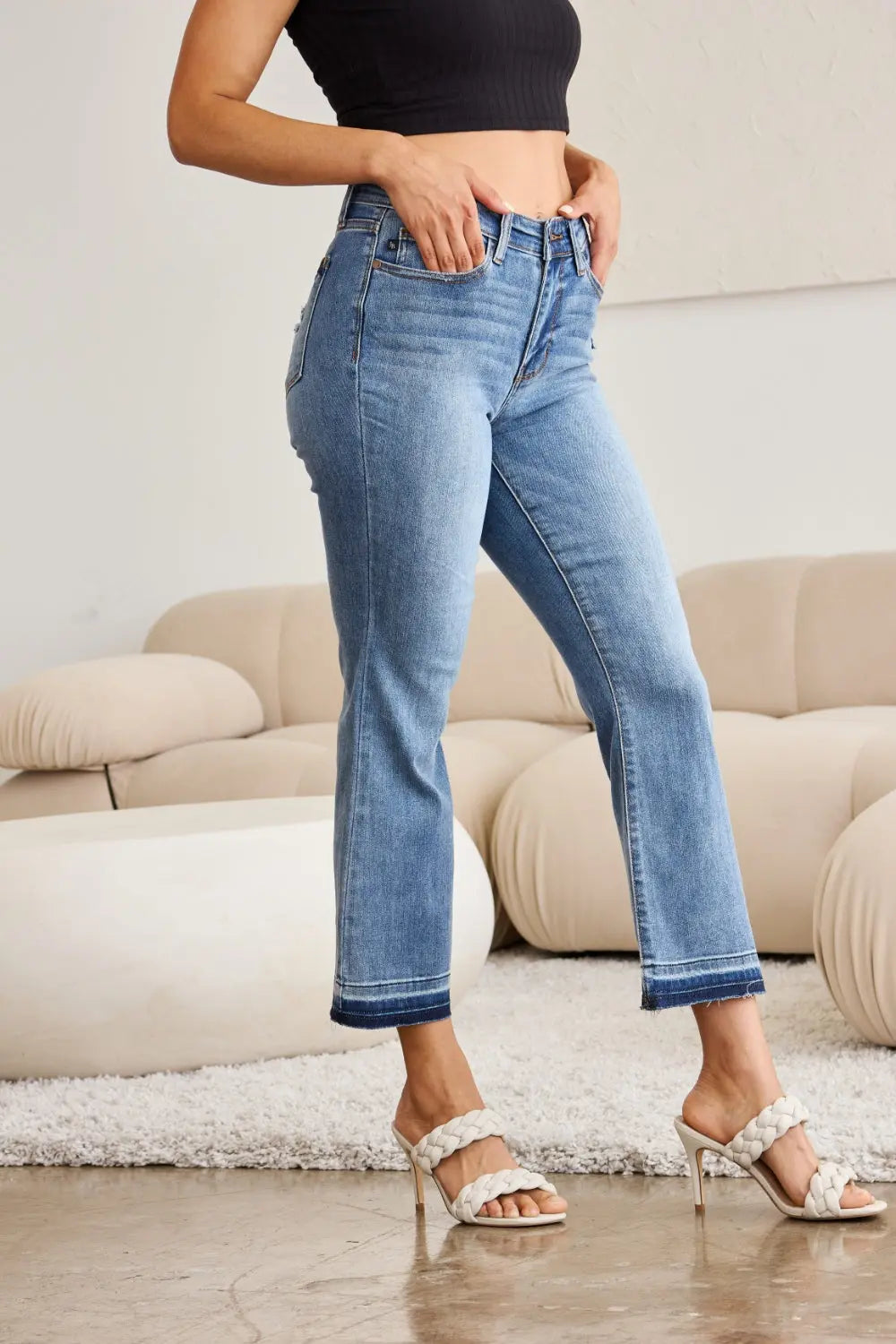 Judy Blue Full Size Release Hem Cropped Bootcut Jeans - Kittybear Krafts
