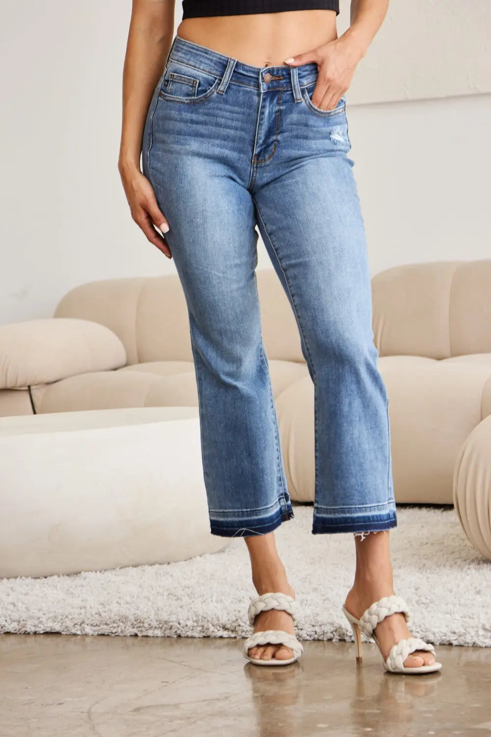 Judy Blue Full Size Release Hem Cropped Bootcut Jeans - Kittybear Krafts