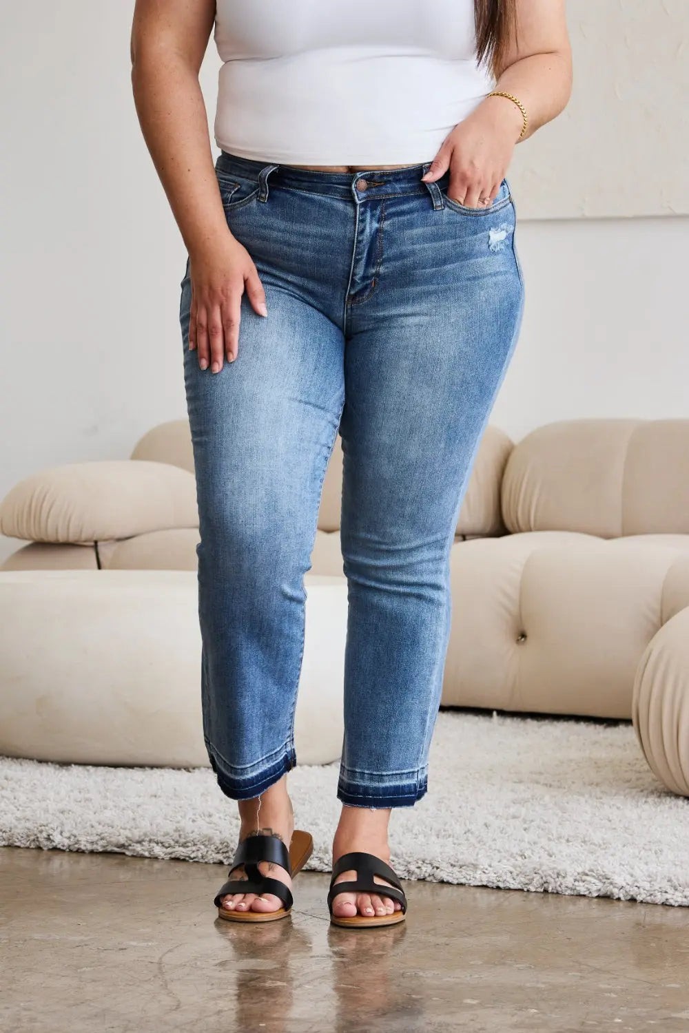 Judy Blue Full Size Release Hem Cropped Bootcut Jeans - Kittybear Krafts