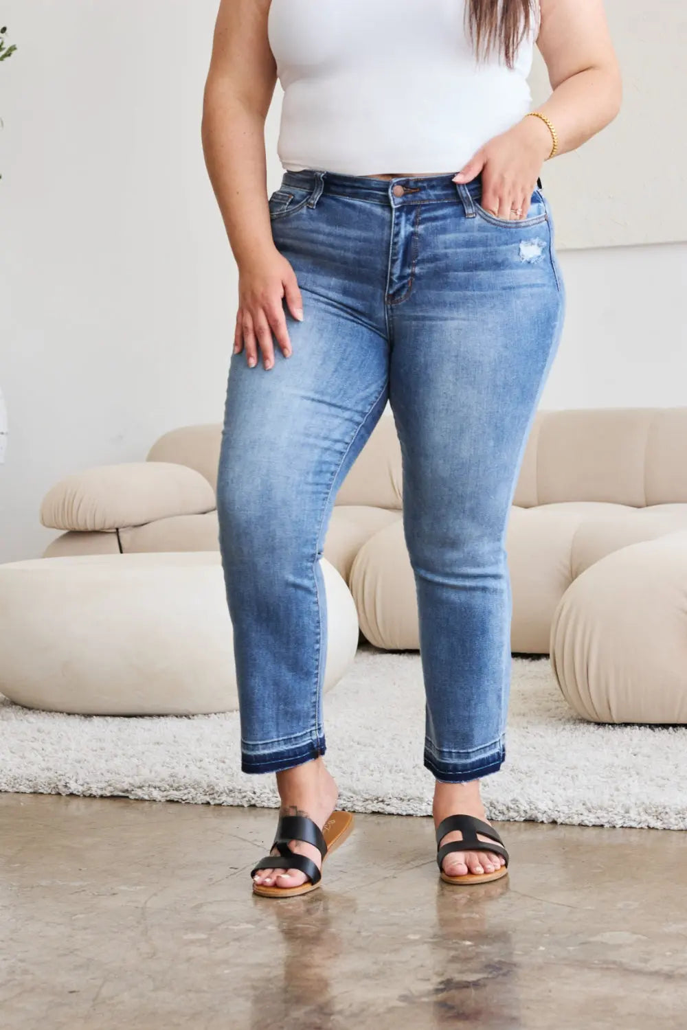 Judy Blue Full Size Release Hem Cropped Bootcut Jeans - Kittybear Krafts