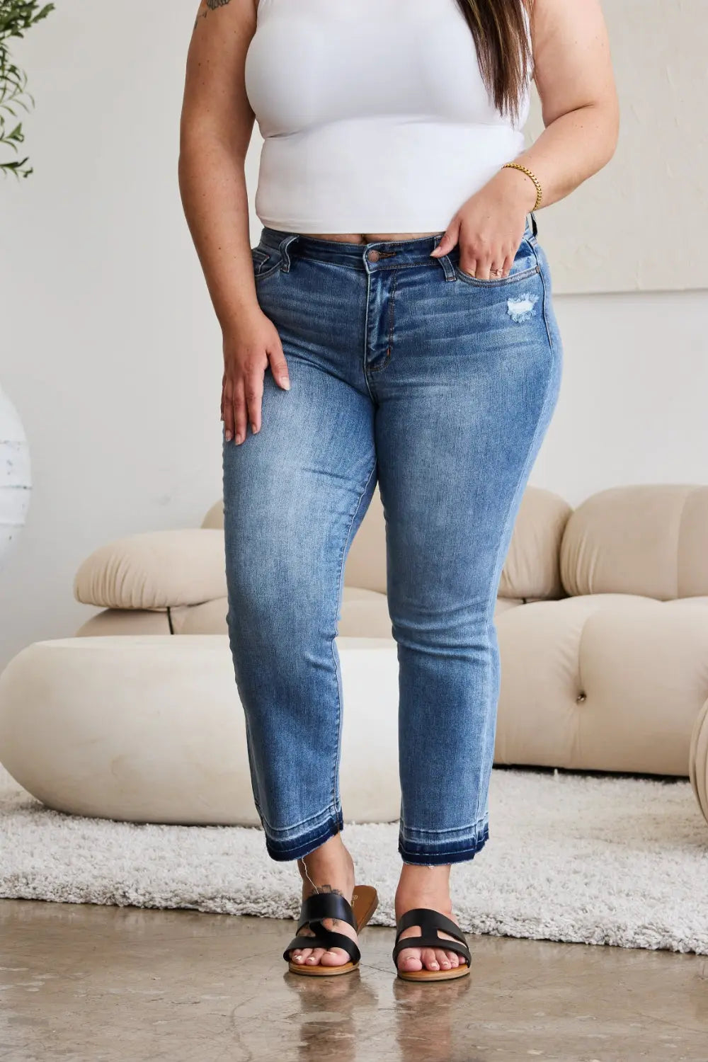 Judy Blue Full Size Release Hem Cropped Bootcut Jeans - Kittybear Krafts