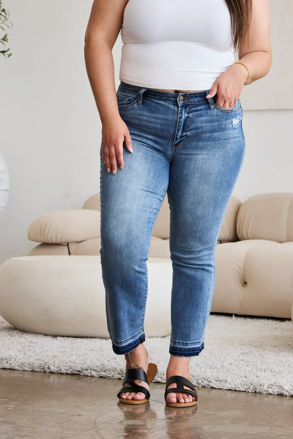 Judy Blue Full Size Release Hem Cropped Bootcut Jeans - Kittybear Krafts