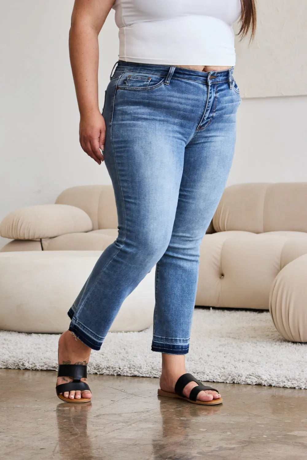 Judy Blue Full Size Release Hem Cropped Bootcut Jeans - Kittybear Krafts